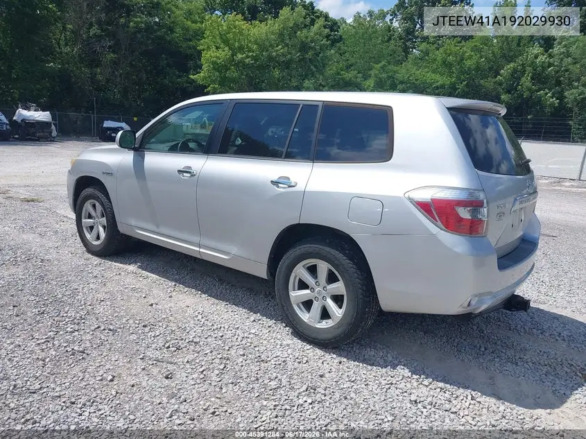 2009 Toyota Highlander Hybrid VIN: JTEEW41A192029930 Lot: 45391284