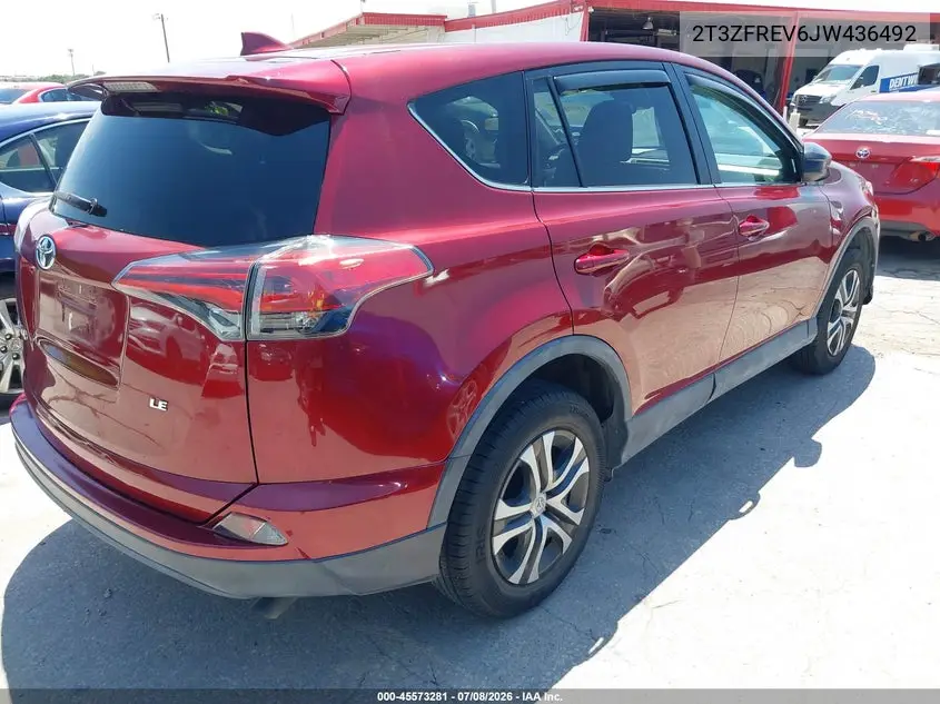 2018 Toyota Rav4 Le VIN: 2T3ZFREV6JW436492 Lot: 45573281