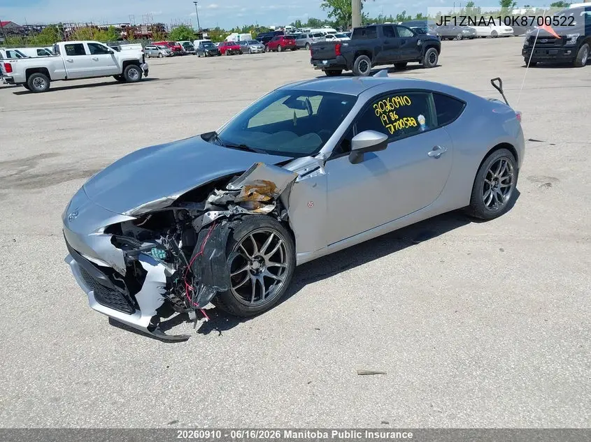 2019 Toyota 86 VIN: JF1ZNAA10K8700522 Lot: 20260910