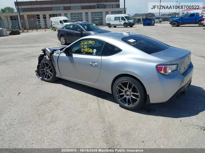 2019 Toyota 86 VIN: JF1ZNAA10K8700522 Lot: 20260910