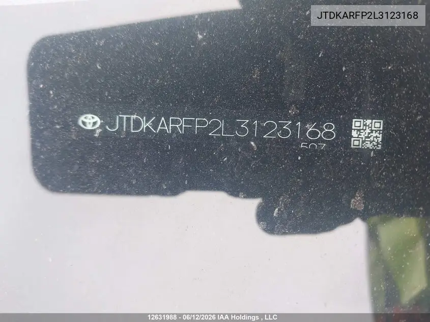 2020 Toyota Prius Prime VIN: JTDKARFP2L3123168 Lot: 12631988