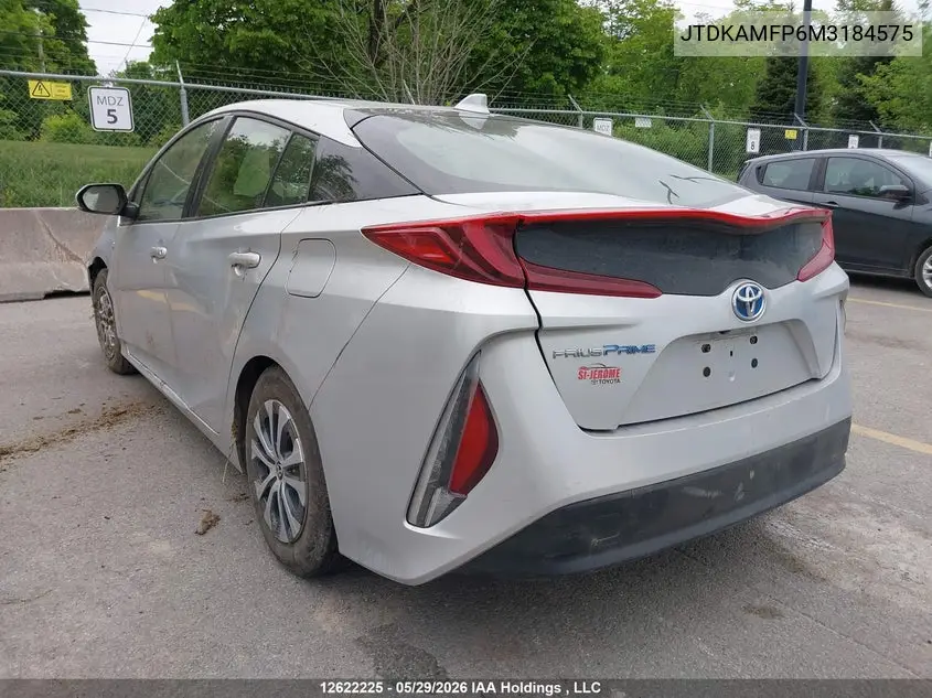 2021 Toyota Prius Prime VIN: JTDKAMFP6M3184575 Lot: 12622225