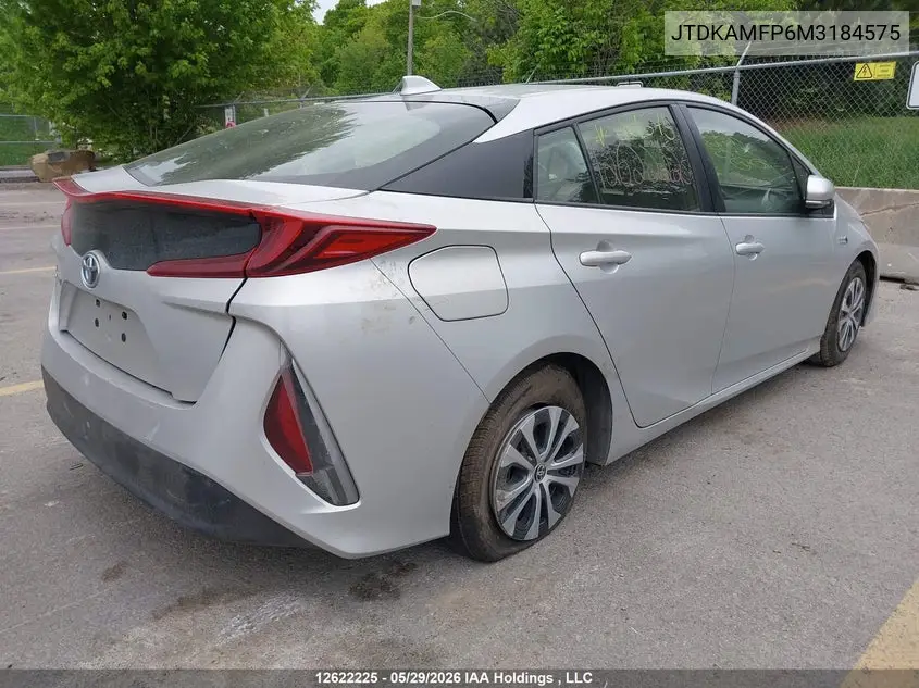 2021 Toyota Prius Prime VIN: JTDKAMFP6M3184575 Lot: 12622225