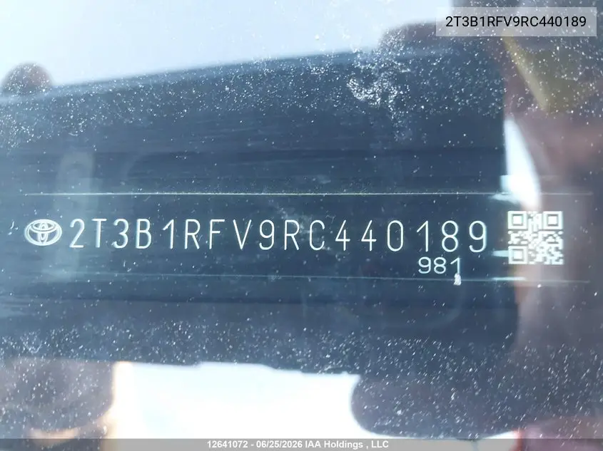 2024 Toyota Rav4 VIN: 2T3B1RFV9RC440189 Lot: 12641072