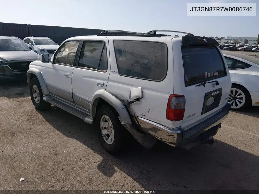1998 Toyota 4Runner Sr5 V6 Limited VIN: JT3GN87R7W0086746 Lot: 45663443