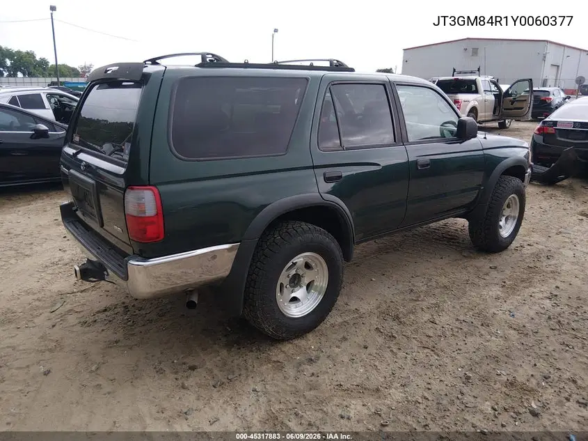 2000 Toyota 4Runner VIN: JT3GM84R1Y0060377 Lot: 45317883