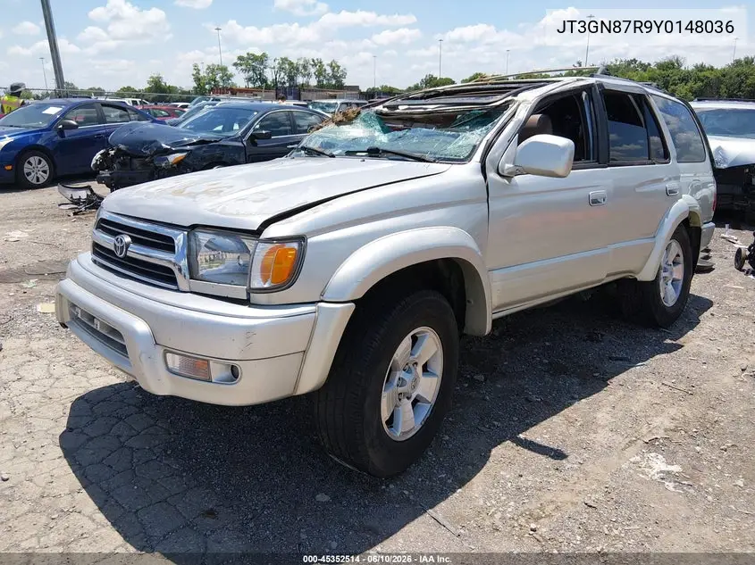 2000 Toyota 4Runner Limited V6 VIN: JT3GN87R9Y0148036 Lot: 45352514