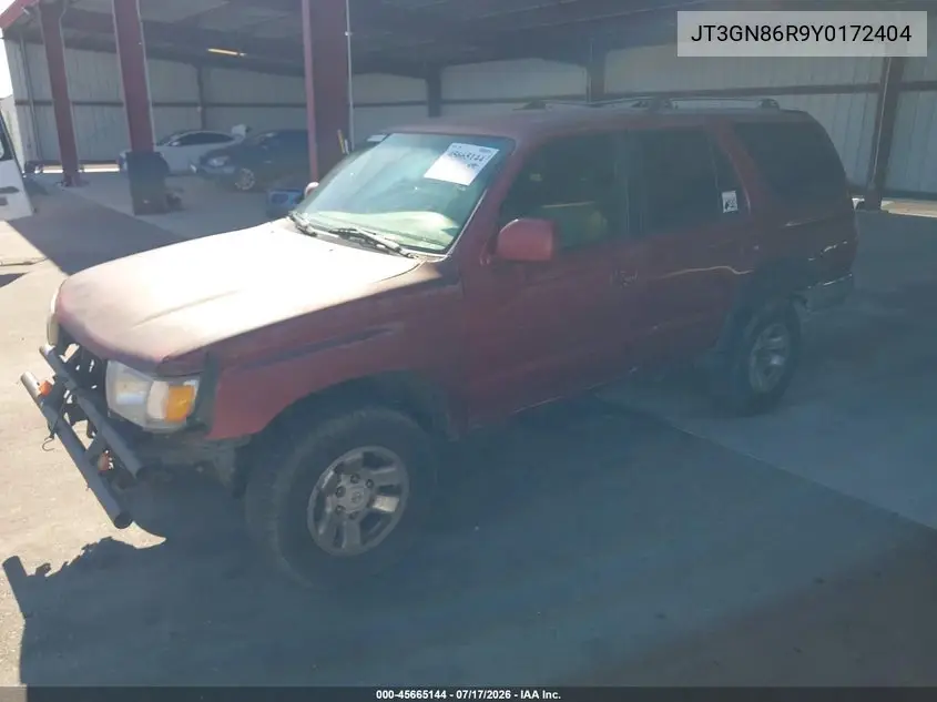 2000 Toyota 4Runner Sr5 V6 VIN: JT3GN86R9Y0172404 Lot: 45665144