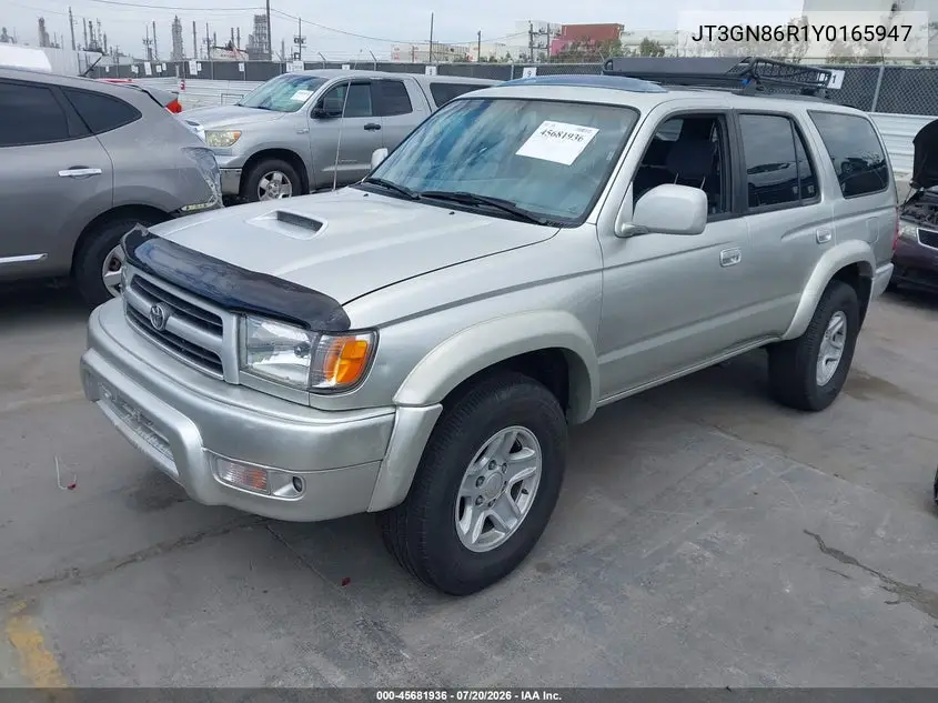 2000 Toyota 4Runner Sr5 V6 VIN: JT3GN86R1Y0165947 Lot: 45681936