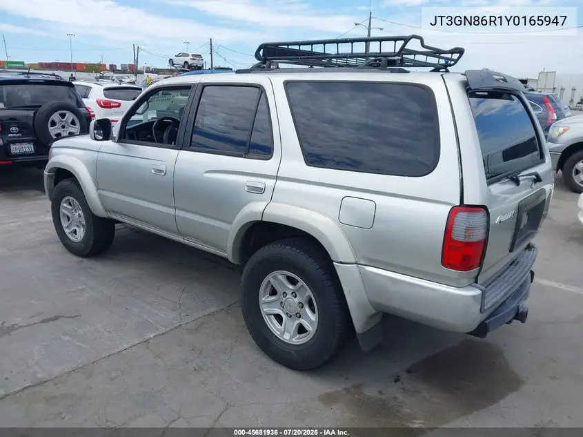 2000 Toyota 4Runner Sr5 V6 VIN: JT3GN86R1Y0165947 Lot: 45681936