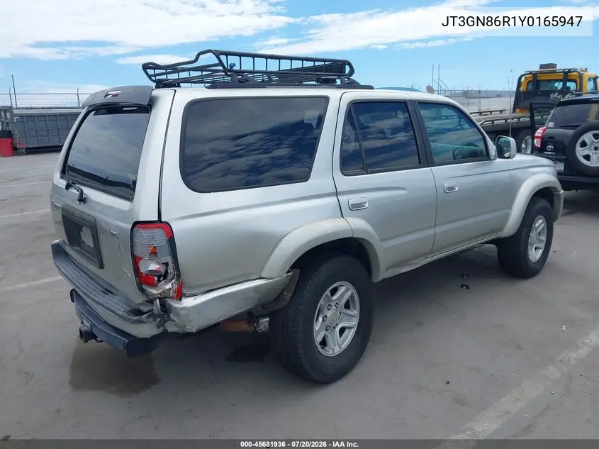 2000 Toyota 4Runner Sr5 V6 VIN: JT3GN86R1Y0165947 Lot: 45681936