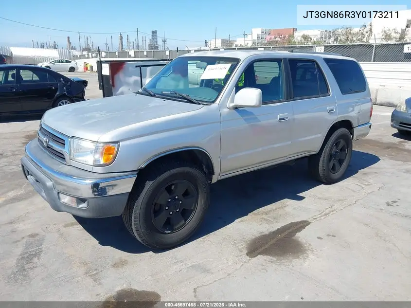 2000 Toyota 4Runner Sr5 V6 VIN: JT3GN86R3Y0173211 Lot: 45697468
