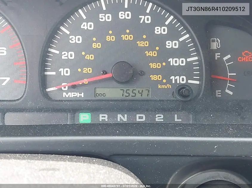 2001 Toyota 4Runner Sr5 V6 VIN: JT3GN86R410209512 Lot: 45543751