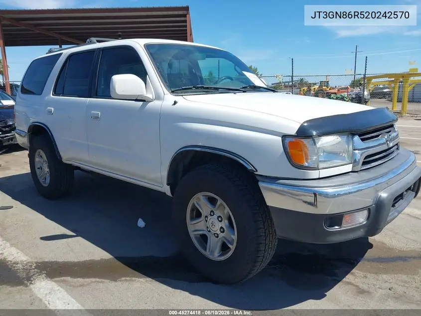 2002 Toyota 4Runner Sr5 V6 VIN: JT3GN86R520242570 Lot: 45274418