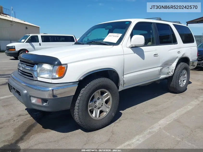 2002 Toyota 4Runner Sr5 V6 VIN: JT3GN86R520242570 Lot: 45274418