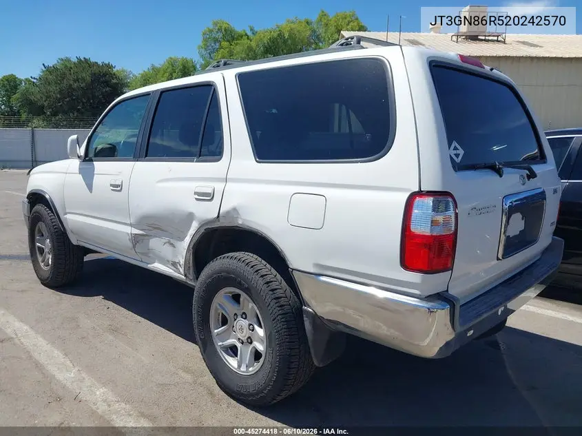 2002 Toyota 4Runner Sr5 V6 VIN: JT3GN86R520242570 Lot: 45274418