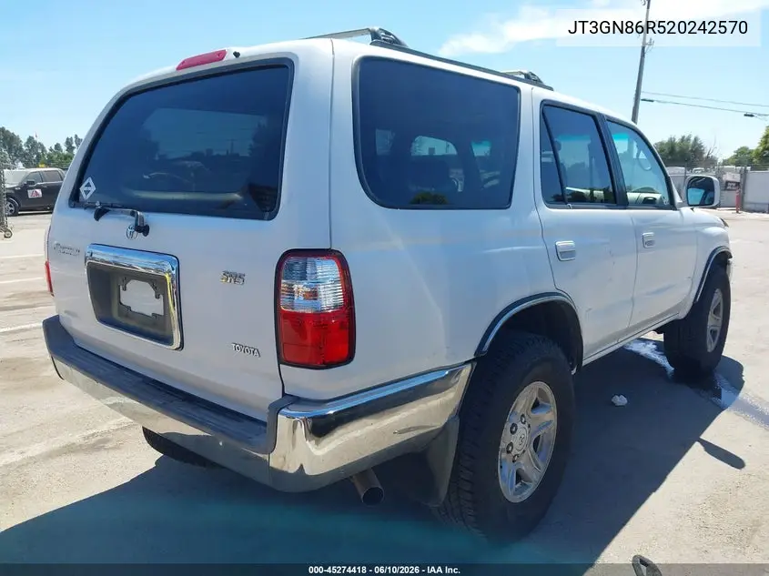2002 Toyota 4Runner Sr5 V6 VIN: JT3GN86R520242570 Lot: 45274418