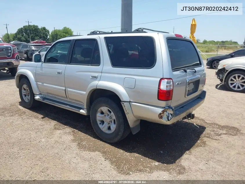 2002 Toyota 4Runner Limited V6 VIN: JT3GN87R020242412 Lot: 45624791