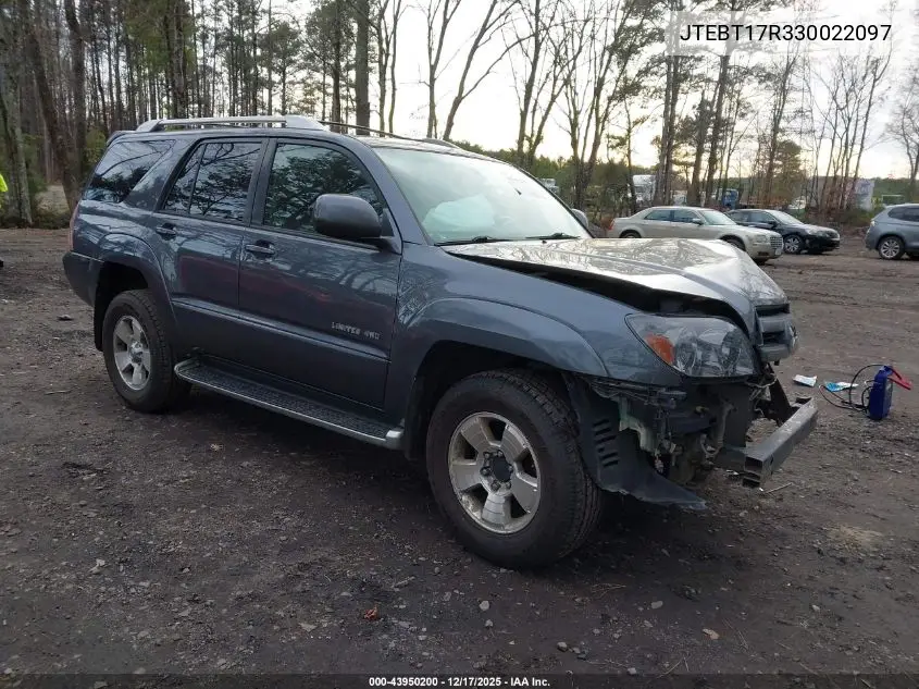JTEBT17R330022097 2003 Toyota 4Runner Limited V8