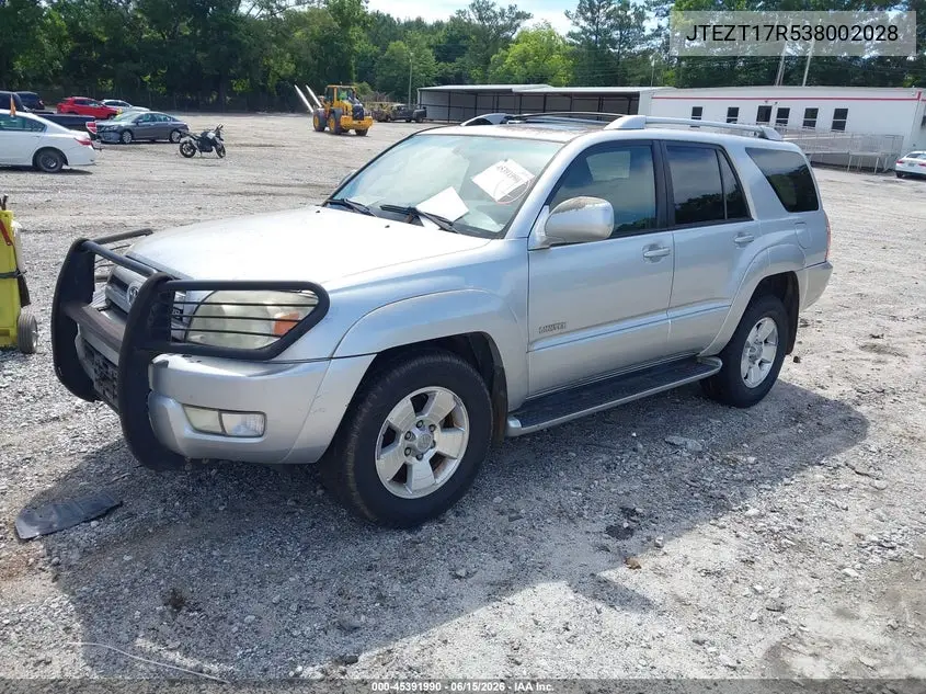 2003 Toyota 4Runner Limited V8 VIN: JTEZT17R538002028 Lot: 45391990
