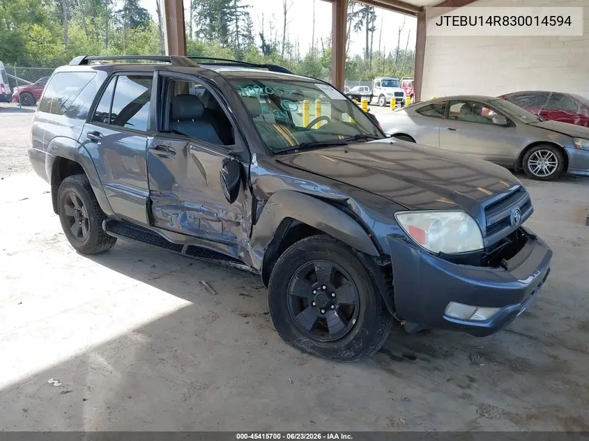 2003 Toyota 4Runner Sr5 V6 VIN: JTEBU14R830014594 Lot: 45415700