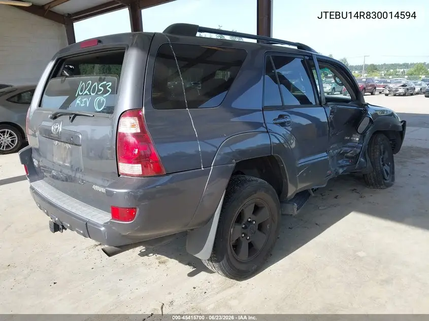 2003 Toyota 4Runner Sr5 V6 VIN: JTEBU14R830014594 Lot: 45415700