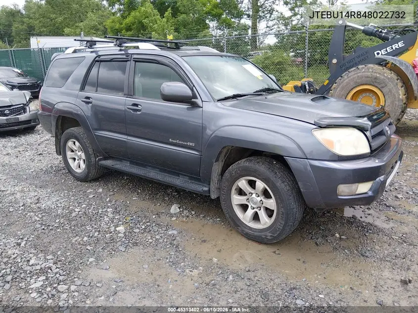 2004 Toyota 4Runner Sr5 Sport V6 VIN: JTEBU14R848022732 Lot: 45313402