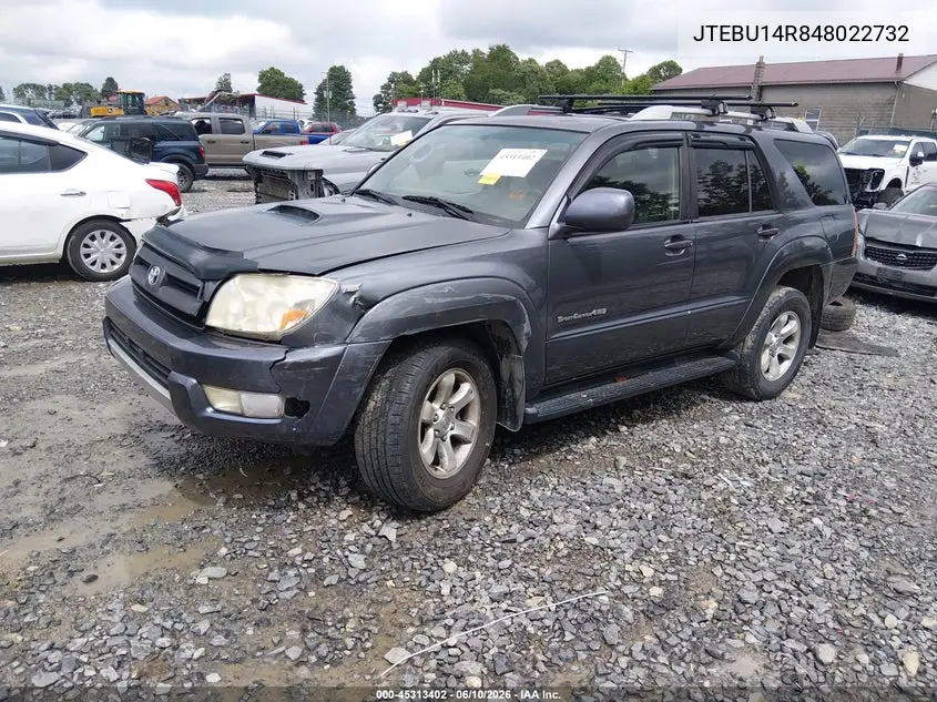 2004 Toyota 4Runner Sr5 Sport V6 VIN: JTEBU14R848022732 Lot: 45313402