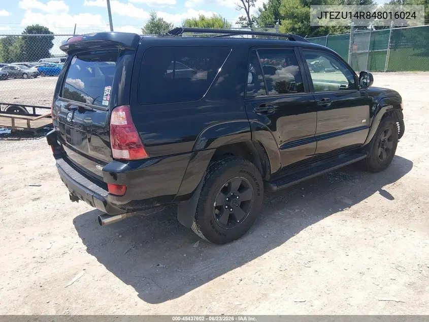 2004 Toyota 4Runner Sr5 V6 VIN: JTEZU14R848016024 Lot: 45437602