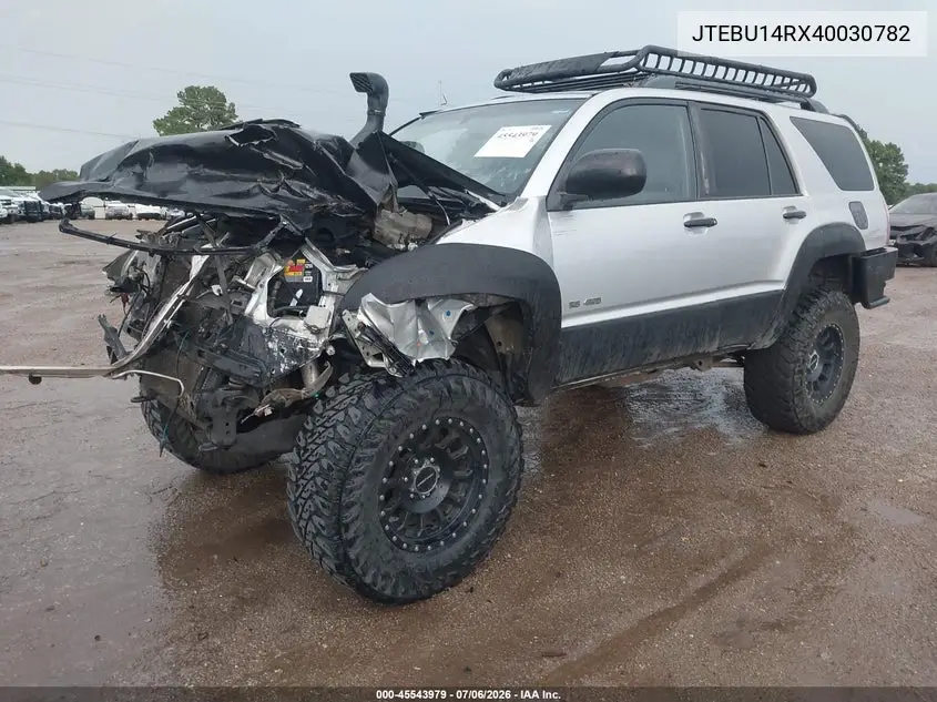 2004 Toyota 4Runner Sr5 V6 VIN: JTEBU14RX40030782 Lot: 45543979
