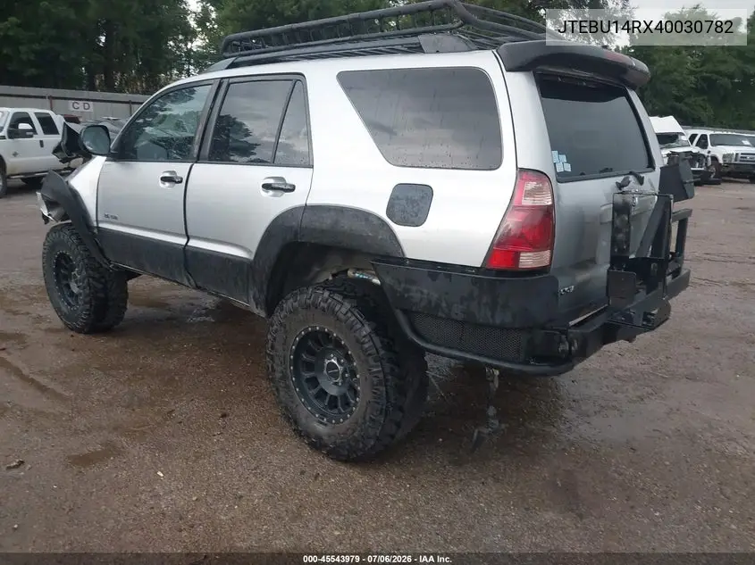 2004 Toyota 4Runner Sr5 V6 VIN: JTEBU14RX40030782 Lot: 45543979
