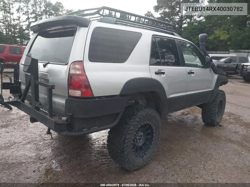 2004 Toyota 4Runner Sr5 V6 VIN: JTEBU14RX40030782 Lot: 45543979