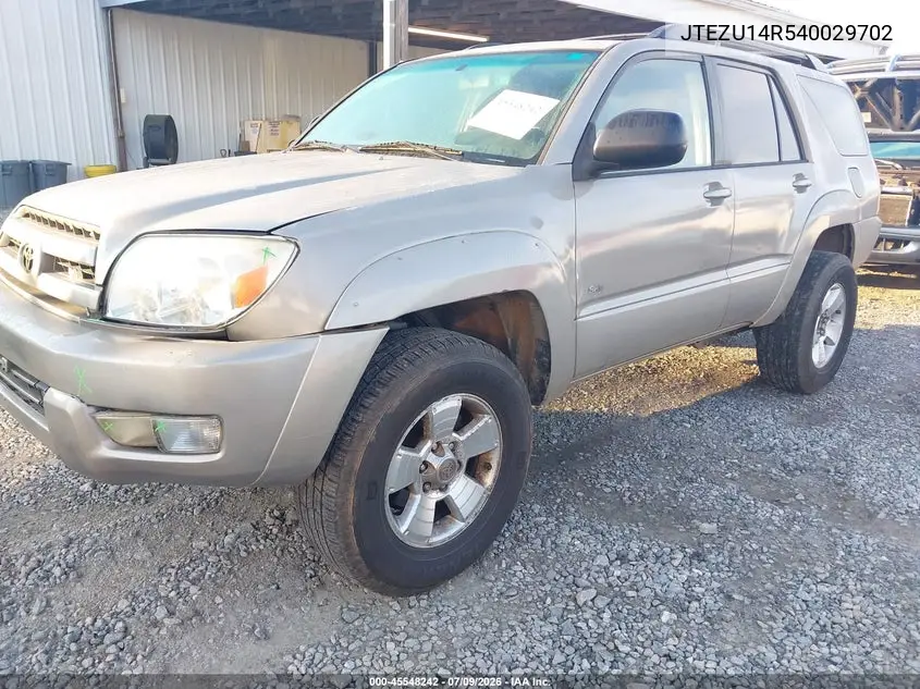 2004 Toyota 4Runner Sr5 V6 VIN: JTEZU14R540029702 Lot: 45548242