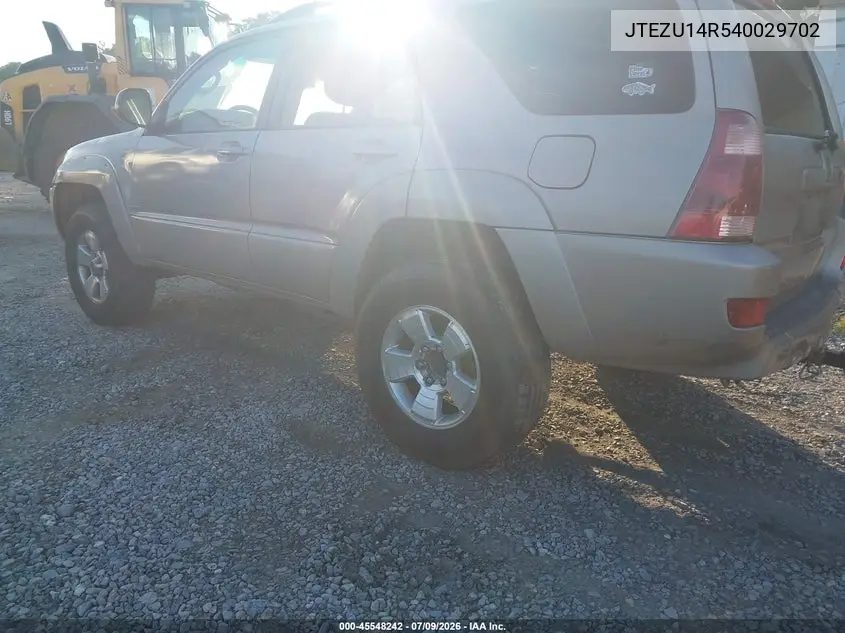 2004 Toyota 4Runner Sr5 V6 VIN: JTEZU14R540029702 Lot: 45548242