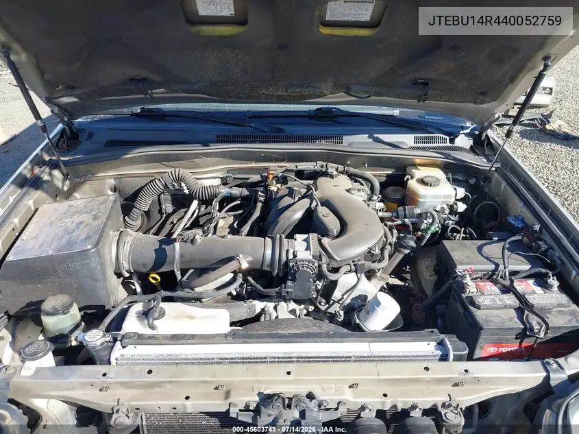 2004 Toyota 4Runner Sr5 V6 VIN: JTEBU14R440052759 Lot: 45603743