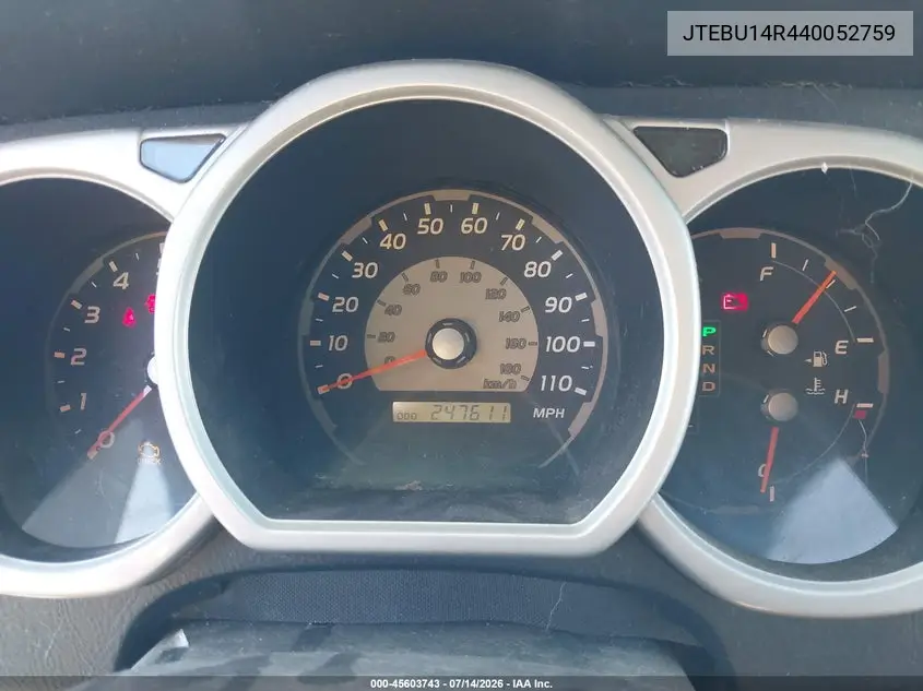 2004 Toyota 4Runner Sr5 V6 VIN: JTEBU14R440052759 Lot: 45603743