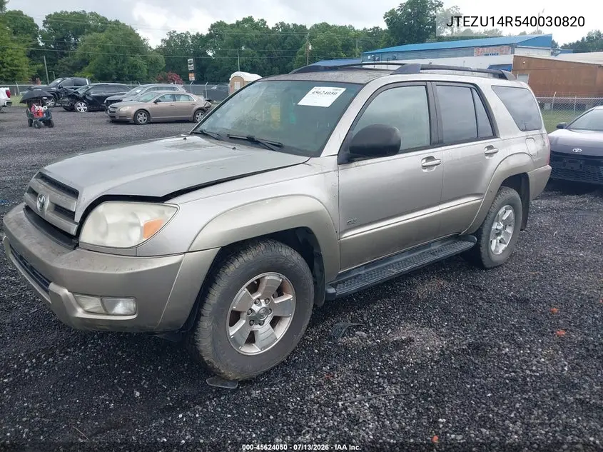 2004 Toyota 4Runner Sr5 V6 VIN: JTEZU14R540030820 Lot: 45624050