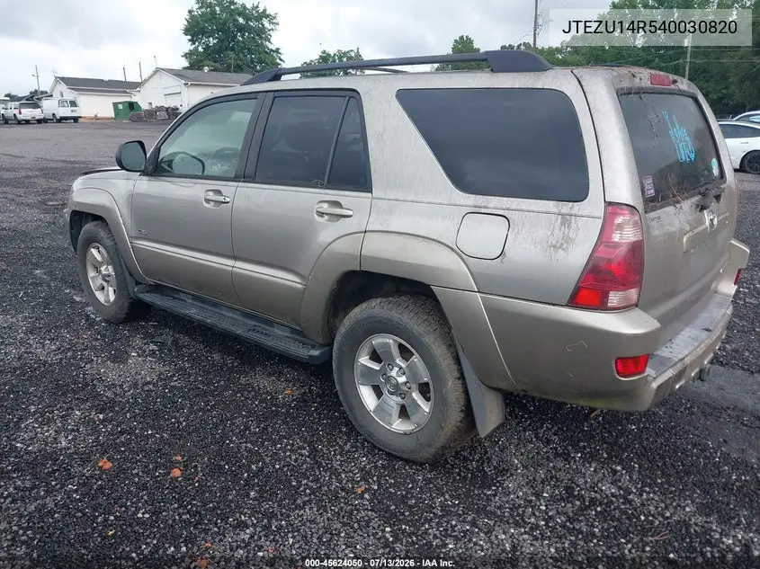 2004 Toyota 4Runner Sr5 V6 VIN: JTEZU14R540030820 Lot: 45624050
