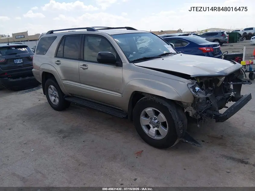 2004 Toyota 4Runner Sr5 V6 VIN: JTEZU14R848016475 Lot: 45631430