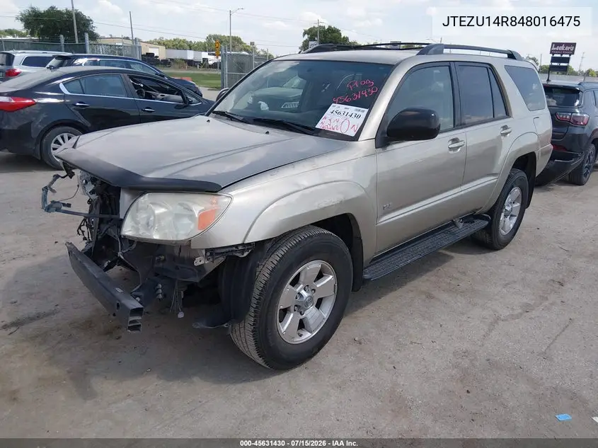 2004 Toyota 4Runner Sr5 V6 VIN: JTEZU14R848016475 Lot: 45631430