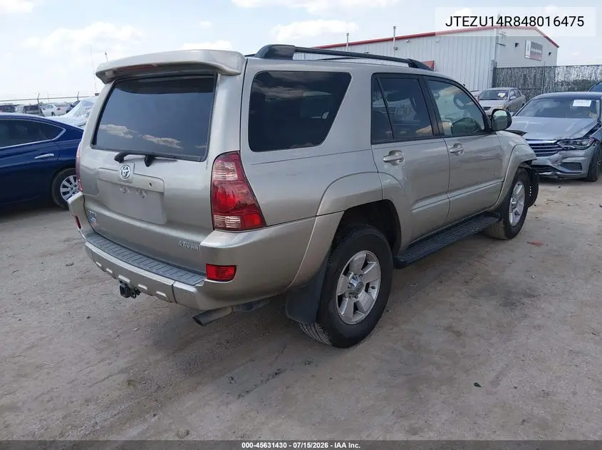 2004 Toyota 4Runner Sr5 V6 VIN: JTEZU14R848016475 Lot: 45631430