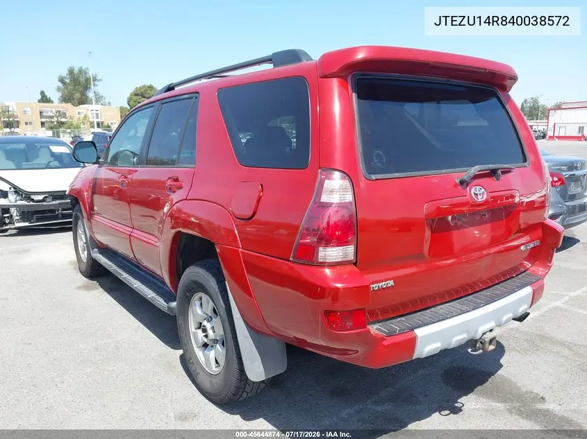 2004 Toyota 4Runner Sr5 V6 VIN: JTEZU14R840038572 Lot: 45644874