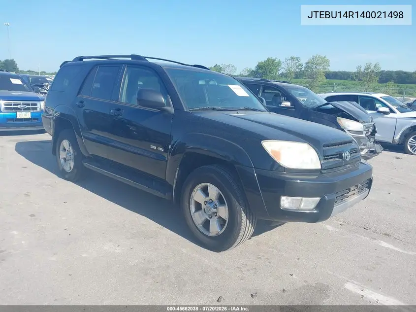 2004 Toyota 4Runner Sr5 V6 VIN: JTEBU14R140021498 Lot: 45662038