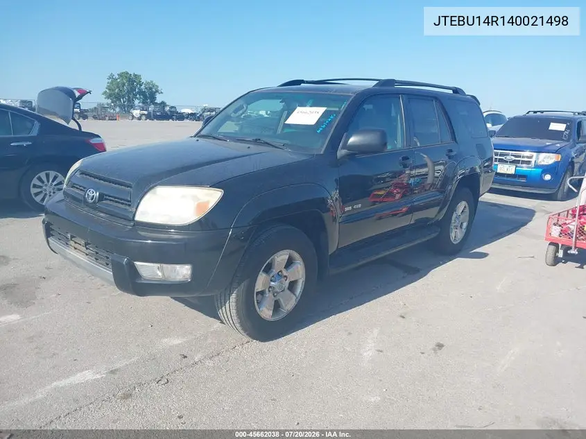 2004 Toyota 4Runner Sr5 V6 VIN: JTEBU14R140021498 Lot: 45662038