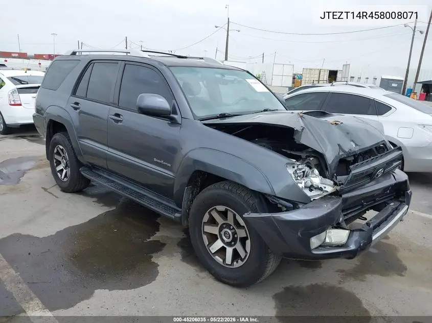 2005 Toyota 4Runner Sr5 Sport V8 VIN: JTEZT14R458008071 Lot: 45206035