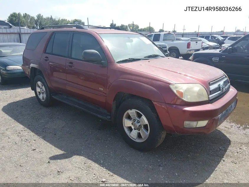 2005 Toyota 4Runner Sr5 V6 VIN: JTEZU14R958036266 Lot: 45216850