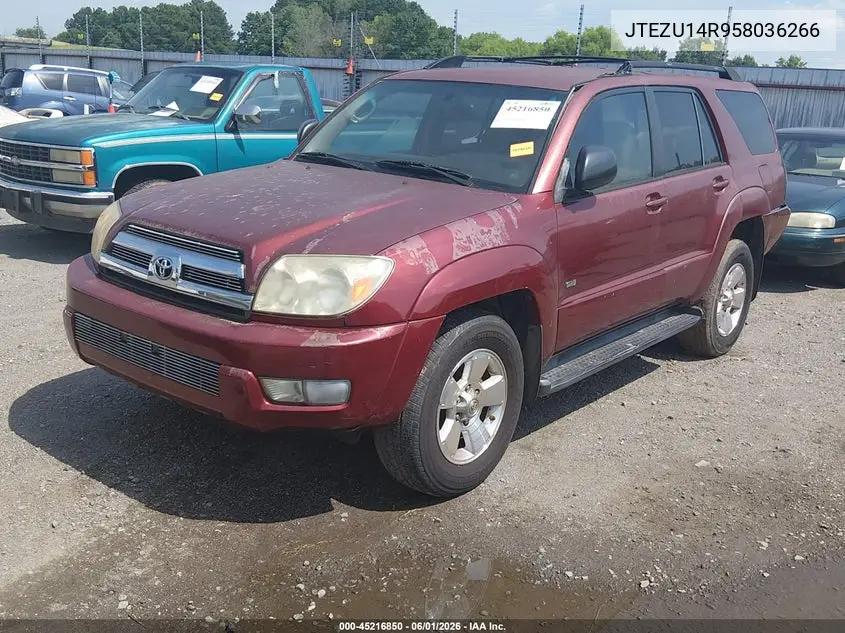 2005 Toyota 4Runner Sr5 V6 VIN: JTEZU14R958036266 Lot: 45216850