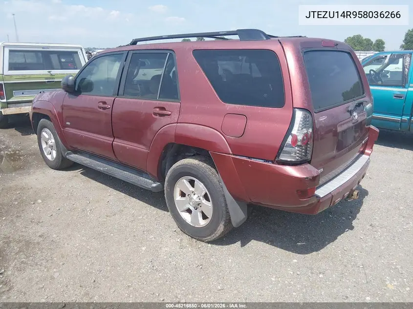 2005 Toyota 4Runner Sr5 V6 VIN: JTEZU14R958036266 Lot: 45216850