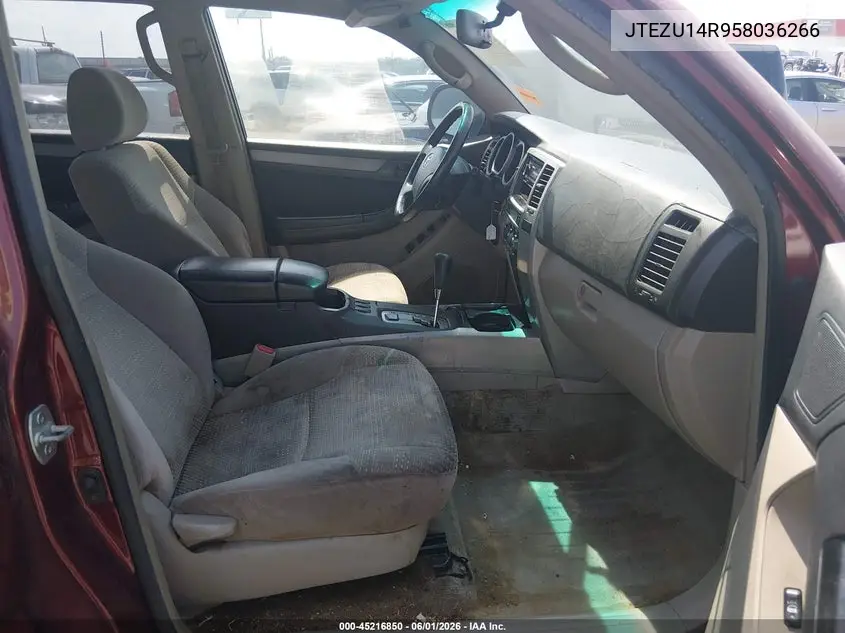 2005 Toyota 4Runner Sr5 V6 VIN: JTEZU14R958036266 Lot: 45216850