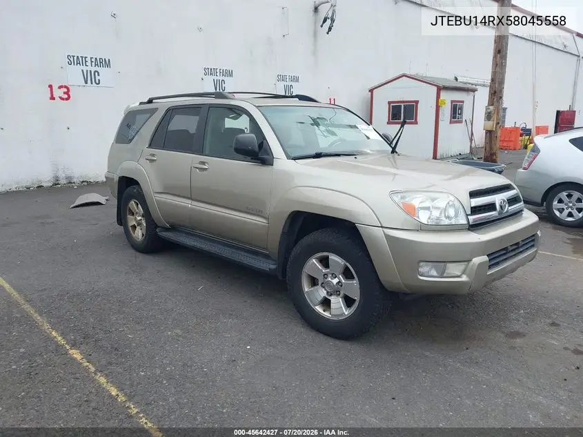 2005 Toyota 4Runner Sr5 V6 VIN: JTEBU14RX58045558 Lot: 45642427